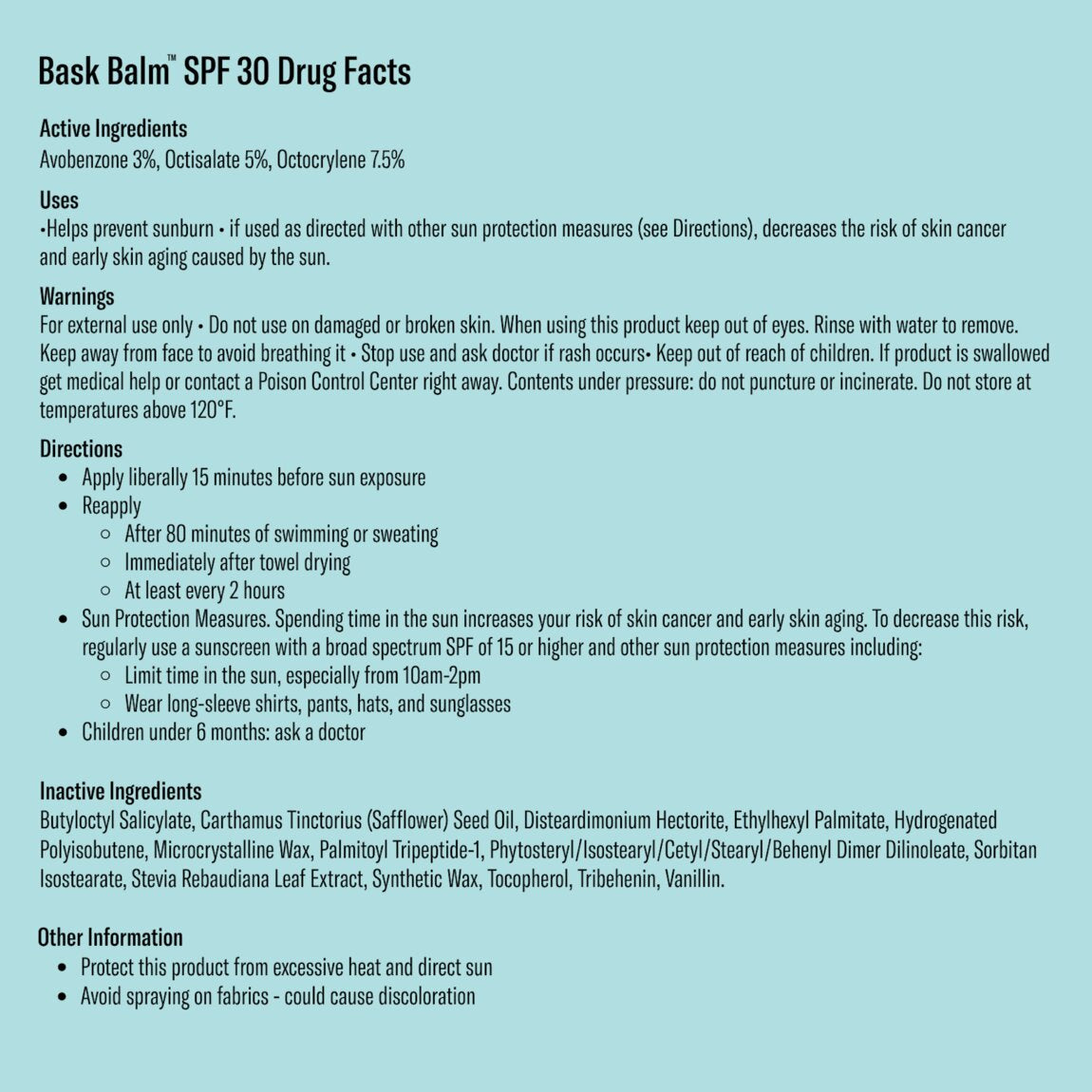 BASK Balm - SPF 30 Vanilla Lip Balm